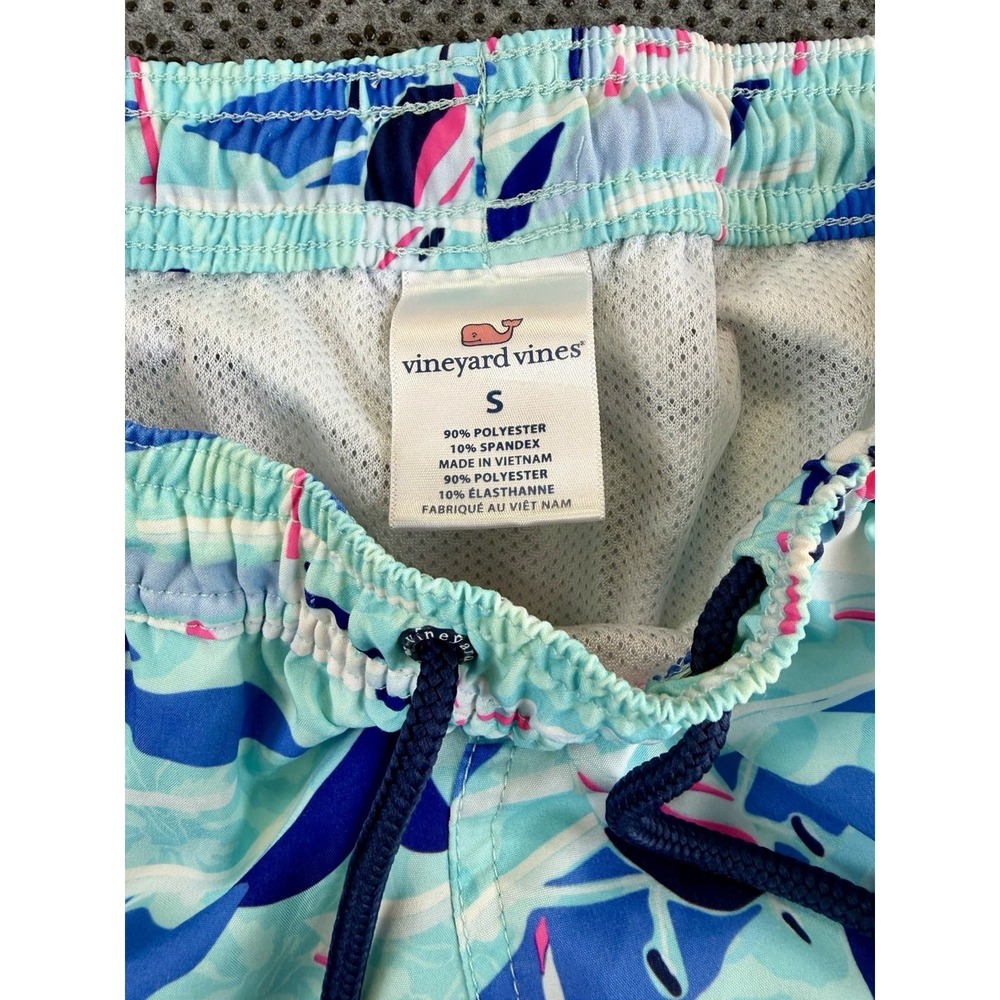 Vineyard Vines Swim Trunks Mens Small Blue Airplane Print Mesh Lined Drawstring - Picture 4 of 7